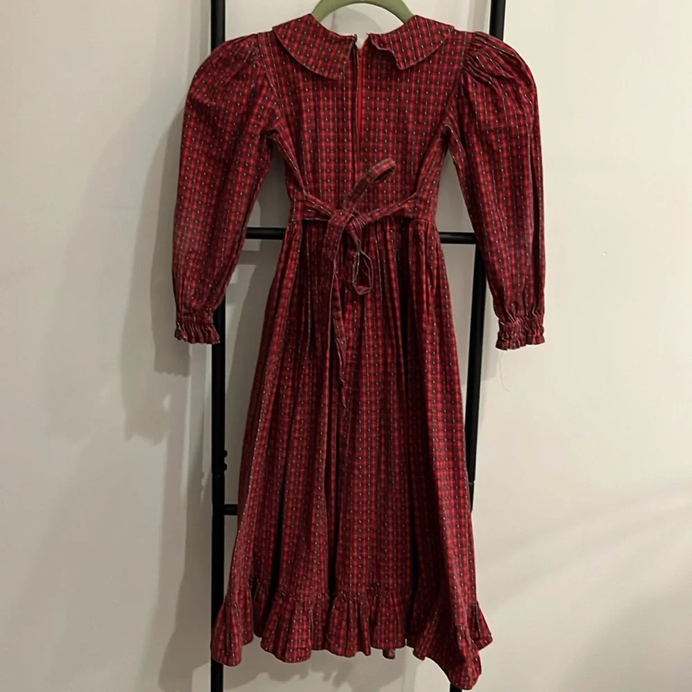 Vintage Daisy Kingdom Girls Dress Red Cream Long Sleeve Size 5/6